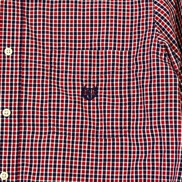 Chaps Button Down Shirt Easy Care Sz Large Red Blue Check - Picture 4 of 8
